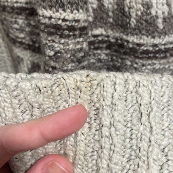 Lucky Brand Grey Cream and Brown Collared Open Front Wool Blend Cardigan- Medium - Picture 7 of 8